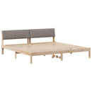 vidaXL Ágykeret fejtámlával Barna és taupe 200 x 200 cm Tömör fenyőfa