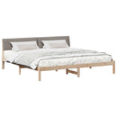 vidaXL Ágykeret fejtámlával Barna és taupe 200 x 200 cm Tömör fenyőfa
