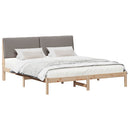 vidaXL Ágykeret fejtámlával Barna és taupe 200 x 200 cm Tömör fenyőfa