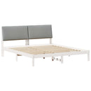 vidaXL Ágykeret Fehér és világosszürke 200 x 200 cm Tömör fenyőfa