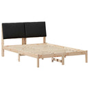 vidaXL Ágykeret fejtámlával Barna és fekete 160 x 200 cm Tömör fenyőfa