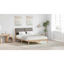 vidaXL Ágykeret fejtámlával Barna és taupe 160 x 200 cm Tömör fenyőfa