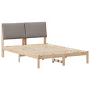 vidaXL Ágykeret fejtámlával Barna és taupe 150 x 200 cm Tömör fenyőfa
