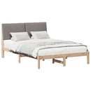 vidaXL Ágykeret fejtámlával Barna és taupe 150 x 200 cm Tömör fenyőfa