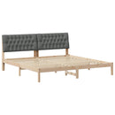 vidaXL Ágykeret Kárpitozott Fejtámlával fejtámlával Barna 200 x 200 cm