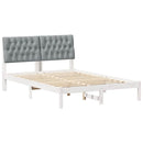 vidaXL Ágykeret Kárpitozott Fejtámlával fejtámlával Fehér 150 x 200 cm