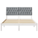 vidaXL Ágykeret Kárpitozott Fejtámlával fejtámlával Fehér 150 x 200 cm