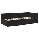 vidaXL Sarok Ágykeret Matraccal Egyéb fejtámlával 2 pcs Fekete Bársony