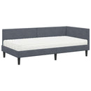 vidaXL Sarok Ágykeret Matraccal Egyéb fejtámlával 2 pcs Szürke Bársony
