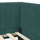 vidaXL Sarok Ágykeret Matraccal 2 db Sötétzöld 100 x 200 cm Bársony