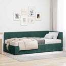 vidaXL Sarok Ágykeret Matraccal 2 db Sötétzöld 100 x 200 cm Bársony