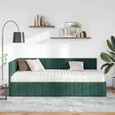 vidaXL Sarok Ágykeret Matraccal 2 db Sötétzöld 100 x 200 cm Bársony