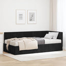 vidaXL Sarokágy keret matracmal Fekete 100 x 200 cm Bársony