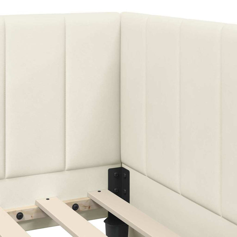 vidaXL Sarokágy keret matracmal fejtámlával Krém 90 x 190 cm Bársony