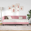 vidaXL Sarok Ágykeret Matraccal 2 db Rózsaszín 90 x 200 cm Bársony