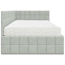 vidaXL Sarok Ágykeret Matraccal 2 db Világosszürke 90 x 190 cm Bársony