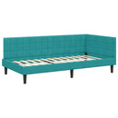 vidaXL Sarok Ágykeret Matraccal fejtámlával Türkiz 90 x 190 cm Bársony