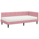 vidaXL Sarok Ágykeret Matraccal 2 db Rózsaszín 90 x 200 cm Bársony