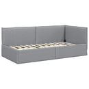 vidaXL Sarok Ágykeret Matraccal 2 db Világosszürke 90 x 190 cm Bársony