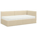 vidaXL Sarok Ágykeret Matraccal 2 db Krém 90 x 190 cm Bársony
