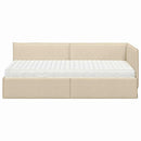 vidaXL Sarok Ágykeret Matraccal 2 db Krém 90 x 190 cm Bársony