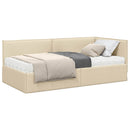 vidaXL Sarok Ágykeret Matraccal 2 db Krém 90 x 200 cm Bársony
