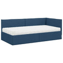 vidaXL Sarok Ágykeret Matraccal 2 db Kék 90 x 200 cm Bársony