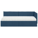 vidaXL Sarok Ágykeret Matraccal 2 db Kék 90 x 200 cm Bársony