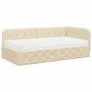vidaXL Sarokágy keret Krém 100 x 200 cm szövet