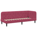 vidaXL Sarokágy keret Bordó 80 x 200 cm Bársony