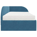 vidaXL Sarok Ágykeret Matraccal fejtámlával 2 pcs Kék Bársony
