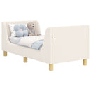 vidaXL Gyerekágy keret fejtámlával Krémszínű 70 x 140 cm Bouclé