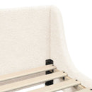 vidaXL Gyerekágy kerettel fejtámlával Krémszínű 80 x 160 cm Bouclé