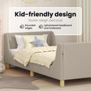 vidaXL Gyerekágy kerettel fejtámlával Világosszürke 80x200 cm Bouclé