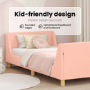 vidaXL Gyerekágy kerettel fejtámlával Rózsaszín 90 x 190 cm Bouclé