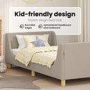 vidaXL Gyerekágy kerettel fejtámlával Világosszürke 90x190 cm Bouclé