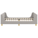 vidaXL Gyerekágy kerettel fejtámlával Világosszürke 90x190 cm Bouclé