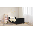 vidaXL Gyerekágy kerettel fejtámlával Fekete 90 x 190 cm Bársony