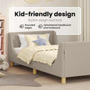 vidaXL Gyerekágy kerettel fejtámlával Világosszürke 90x200 cm Bouclé