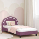vidaXL Gyerekágy kerettel fejtámlával Lila 90 x 190 cm Bársony