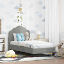 vidaXL Gyerekágy keret fejtámlával Világosszürke 70 x 140 cm Bársony