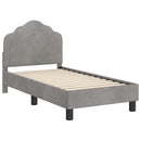 vidaXL Gyerekágy keret fejtámlával Világosszürke 70 x 140 cm Bársony