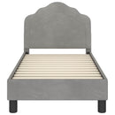 vidaXL Gyerekágy keret fejtámlával Világosszürke 70 x 140 cm Bársony