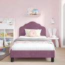 vidaXL Gyerekágy kerettel fejtámlával Lila 90 x 190 cm Bársony