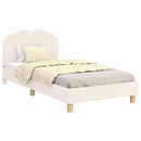 vidaXL Gyerekágy kerettel fejtámlával Krémszínű 90 x 190 cm Bouclé