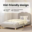 vidaXL Gyerekágy kerettel fejtámlával Világosszürke 90x190 cm Bouclé