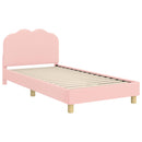 vidaXL Gyerekágy kerettel fejtámlával Rózsaszín 90 x 200 cm Bouclé