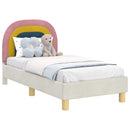 vidaXL Gyerekágy keret fejtámlával Krémszínű 70 x 140 cm Bársony
