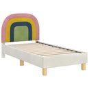 vidaXL Gyerekágy keret fejtámlával Krémszínű 70 x 140 cm Bársony