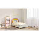 vidaXL Gyerekágy kerettel fejtámlával Krémszínű 80 x 160 cm Bársony